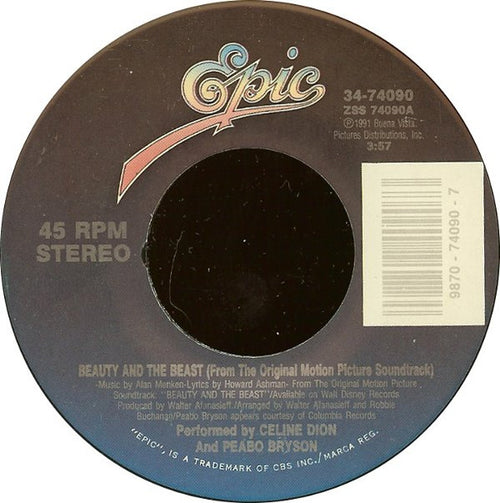 Céline Dion & Peabo Bryson - Beauty And The Beast (7") - Discogs image 2