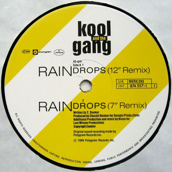 Kool & The Gang - Raindrops (The Blaze Re Mix) (12") - Discogs image 3