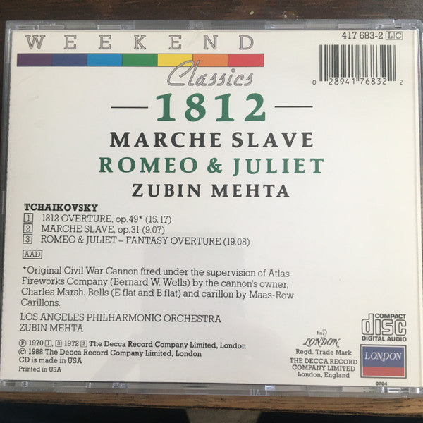 Pyotr Ilyich Tchaikovsky / Los Angeles Philharmonic Orchestra, Zubin Mehta - 1812 / Marche Slave / Romeo & Juliet (CD) - Discogs image 2