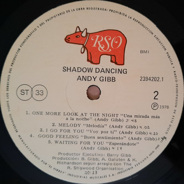 Andy Gibb - Shadow Dancing (LP) - Discogs image 4