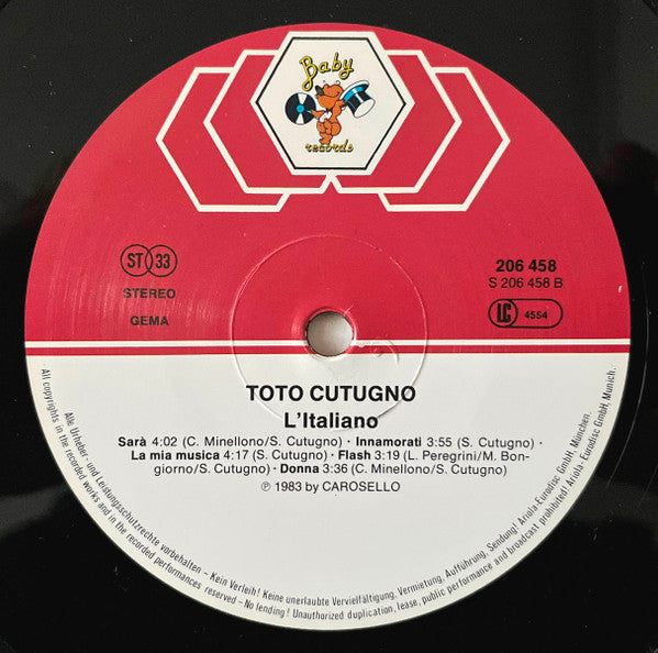 Toto Cutugno - L'Italiano (LP) - Discogs image 4
