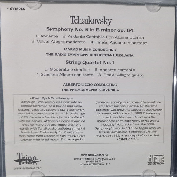 Pyotr Ilyich Tchaikovsky, Marko Munih Conducting Simfonični Orkester RTV Ljubljana / Alberto Lizzio Conducting Philharmonia Slavonica - Symphony N°. 5 In E Minor - String Quartet N°. 1 (CD) - Discogs image 3