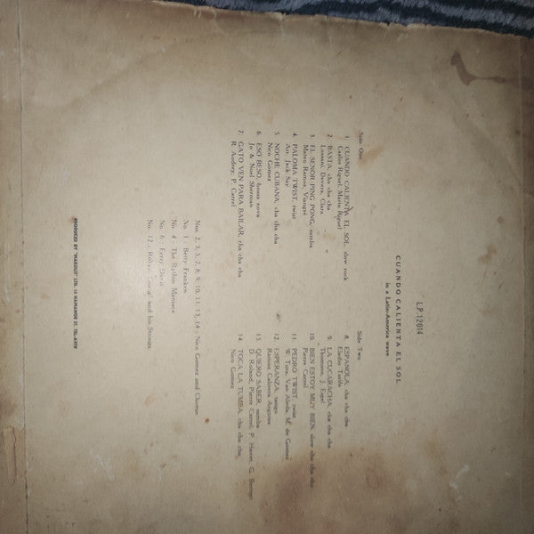 Unknown artist - Cuando calienta El Sol (LP) - Discogs image 2