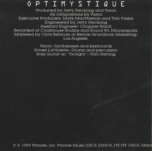 Yanni (2) - Optimystique (CD) - Discogs image 4
