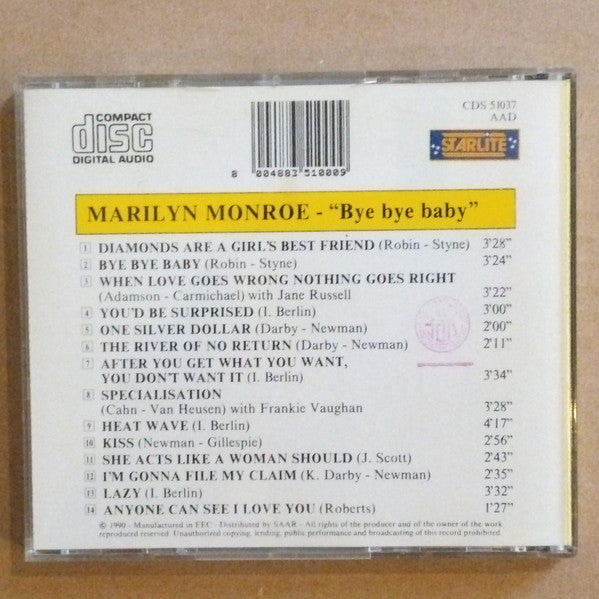 Marilyn Monroe - "Bye Bye Baby" (CD) - Discogs image 2