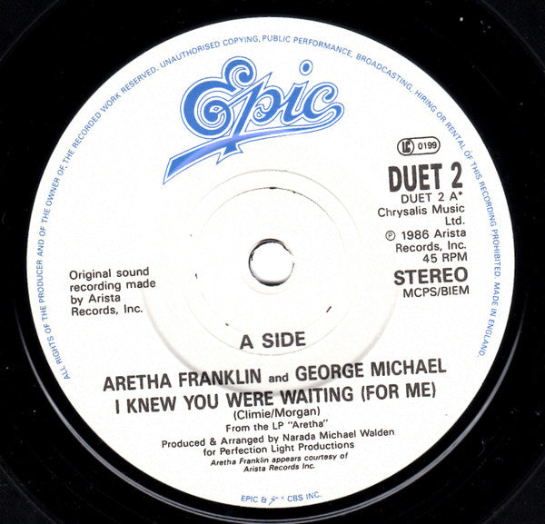 Aretha Franklin & George Michael - I Knew You Were Waiting (For Me) (7") - Discogs image 3
