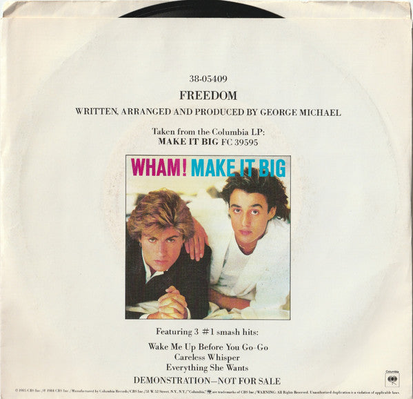 Wham! - Freedom (7") - Discogs image 2