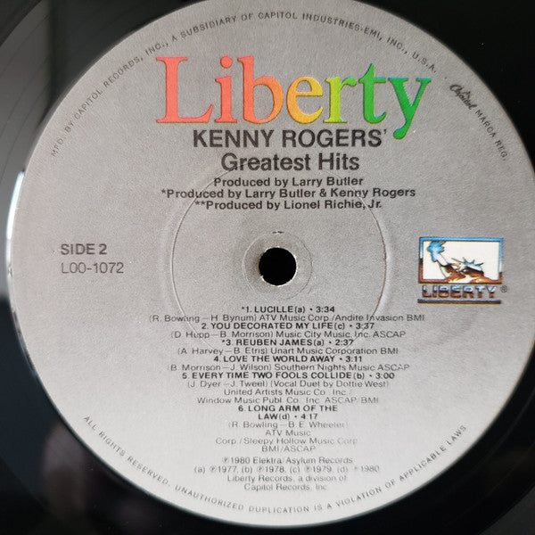 Kenny Rogers - Greatest Hits (LP) - Discogs image 4