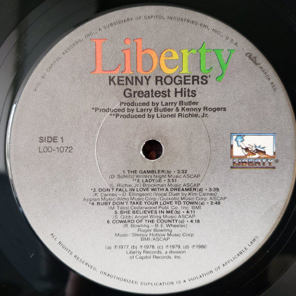 Kenny Rogers - Greatest Hits (LP) - Discogs image 3