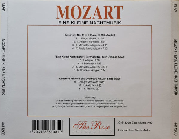 Wolfgang Amadeus Mozart - Eine Kleine Nachtmusik (CD) - Discogs image 3