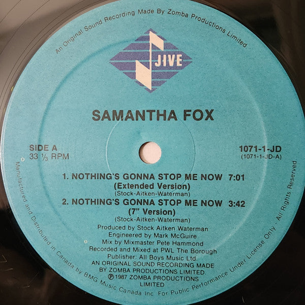 Samantha Fox - Nothing's Gonna Stop Me Now (12") - Discogs image 3