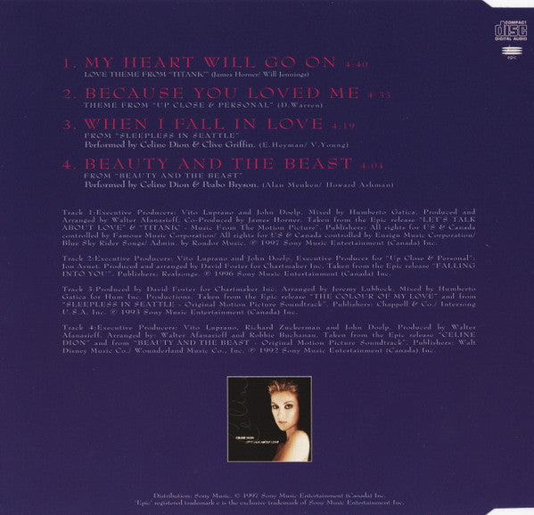 Céline Dion - At The Movies EP (CD) - Discogs image 3