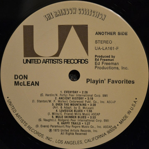 Don McLean - Playin' Favorites (LP) - Discogs image 4