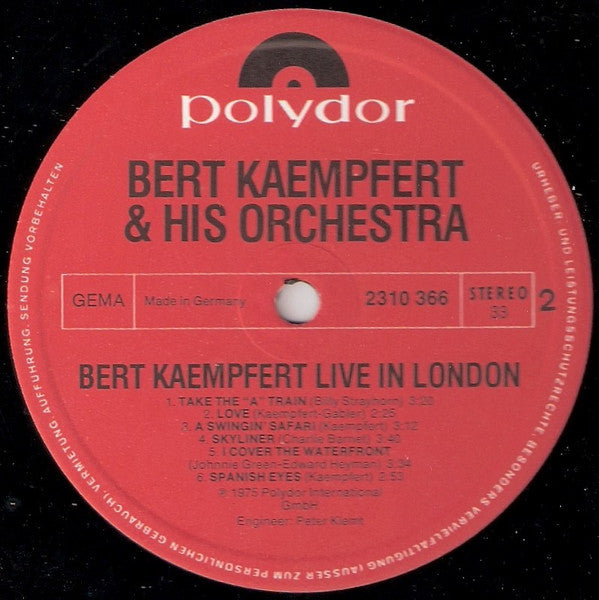 Bert Kaempfert - "Live In London" (LP) - Discogs image 4