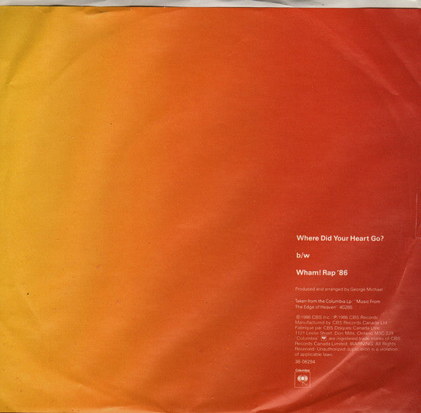 Wham! - Where Did Your Heart Go? (7") - Discogs image 2