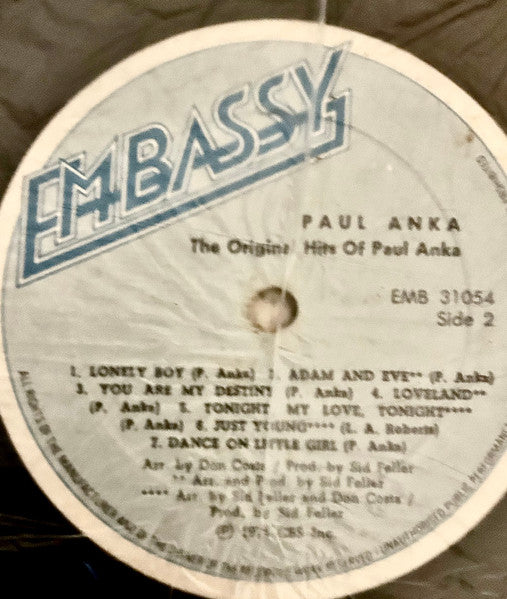 Paul Anka - The Original Hits Of Paul Anka (LP) - Discogs image 3