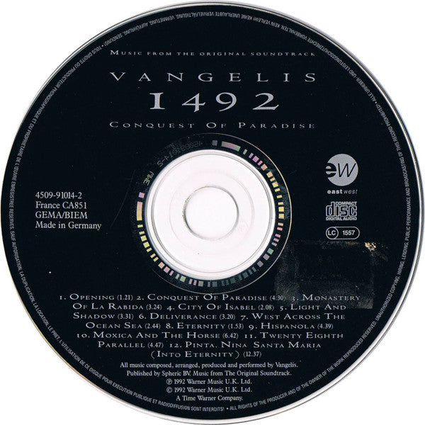 Vangelis - 1492 – Conquest Of Paradise (Music From The Original Soundtrack) (CD) - Discogs image 3