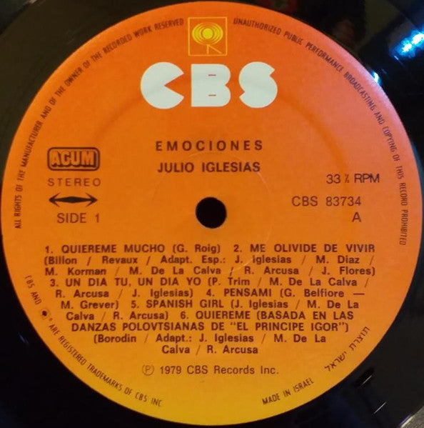 Julio Iglesias - Emociones (LP) - Discogs image 3