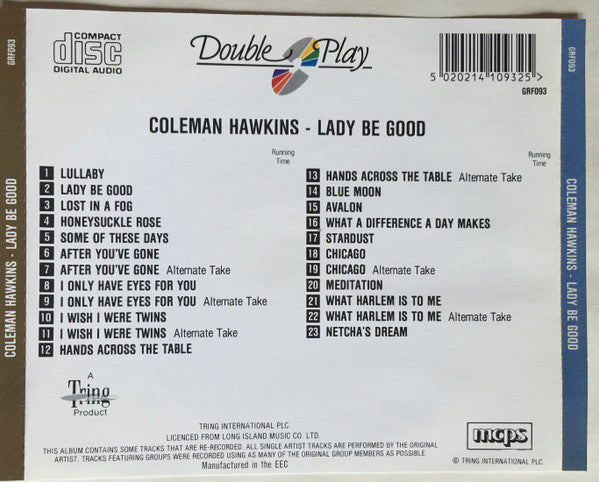 Coleman Hawkins - Lady Be Good (CD) - Discogs image 2