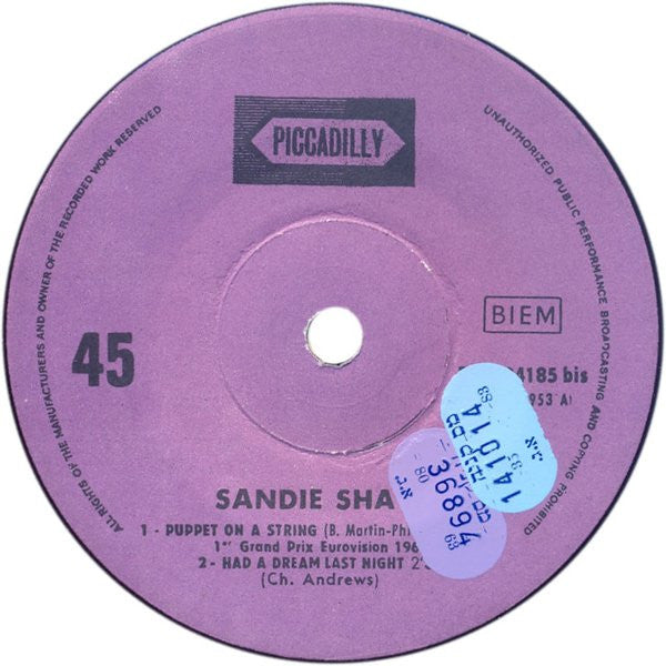 Sandie Shaw - Puppet On A String (7") - Discogs image 3