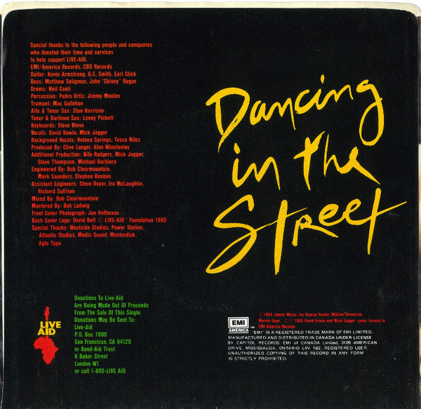 David Bowie, Mick Jagger - Dancing In The Street (7") - Discogs image 2