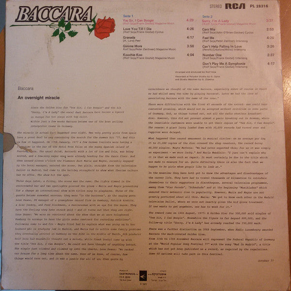 Baccara - Baccara (LP) - Discogs image 2