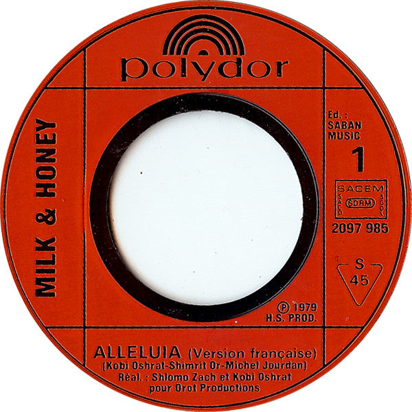 Milk And Honey - Alléluia (Version Française Originale) (7") - Discogs image 3