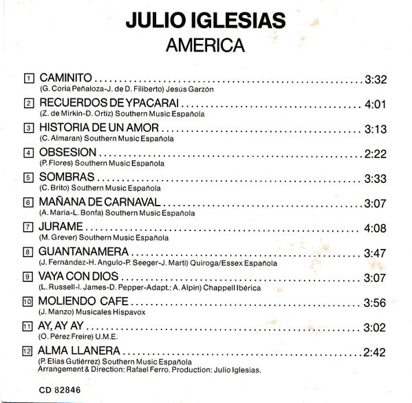 Julio Iglesias - America (CD) - Discogs image 6