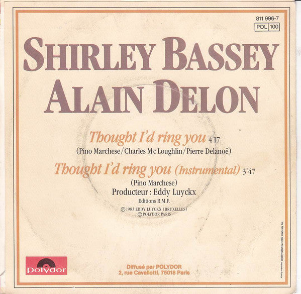 Alain Delon & Shirley Bassey - Thought I'd Ring You (7") - Discogs image 2