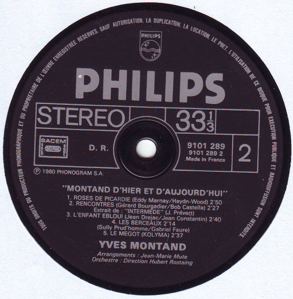 Yves Montand - Montand D'hier Et D'aujourd'hui (LP) - Discogs image 4