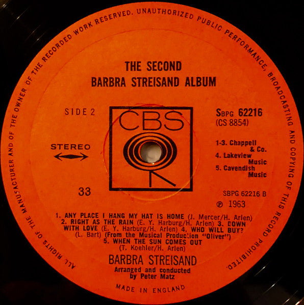 Barbra Streisand - The Second Barbra Streisand Album (LP) - Discogs image 4