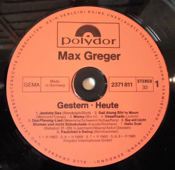 Max Greger - Gestern Heute (LP) - Discogs image 3