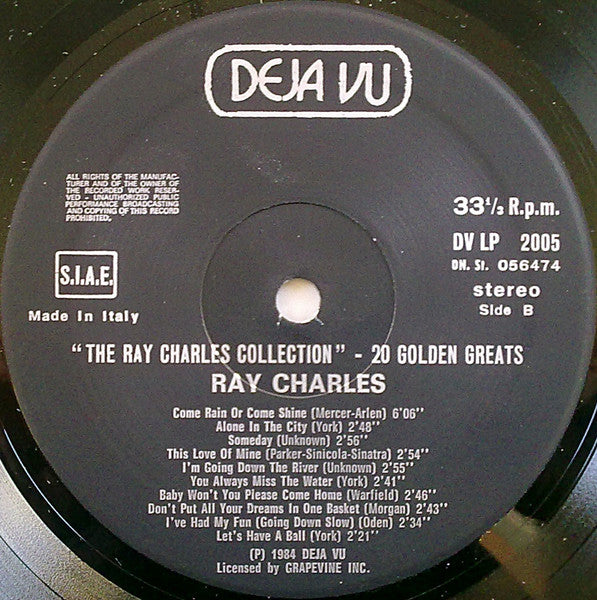 Ray Charles - The Ray Charles Collection - 20 Golden Greats (LP) - Discogs image 4