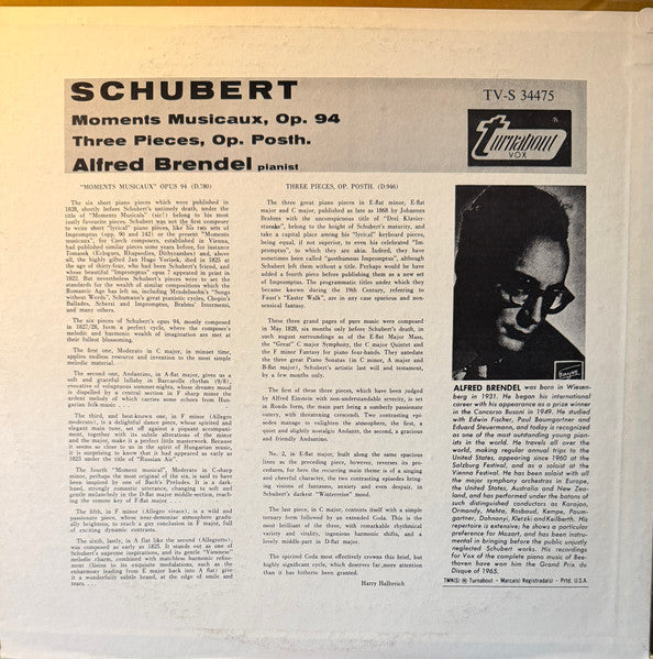 Franz Schubert, Alfred Brendel - Moments Musicaux / Three Pieces, Op. Posth. (LP) - Discogs image 2