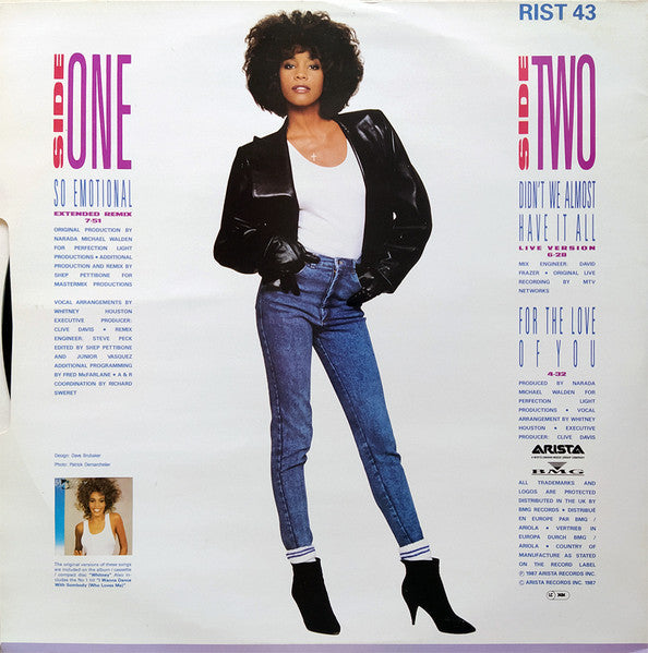 Whitney Houston - So Emotional (Extended Remix) (12") - Discogs image 2