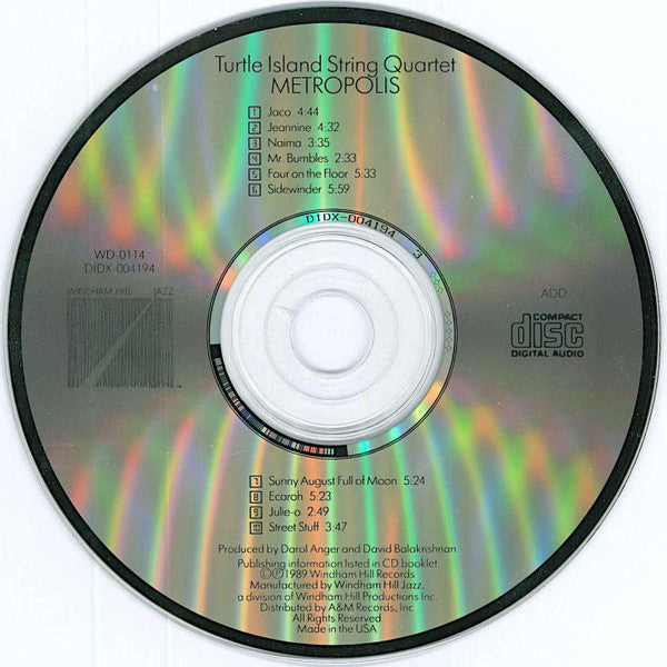 Turtle Island String Quartet - Metropolis (CD) - Discogs image 3