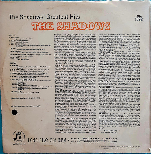 Shadows, The - The Shadows' Greatest Hits (LP) - Discogs image 2