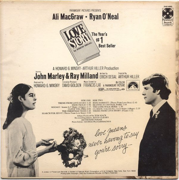 Francis Lai - Love Story (Music From The Original Soundtrack) (LP) - Discogs image 2