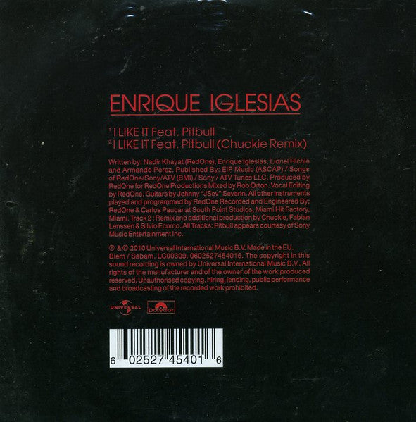 Enrique Iglesias Featuring Pitbull - I Like It (CD) - Discogs image 2