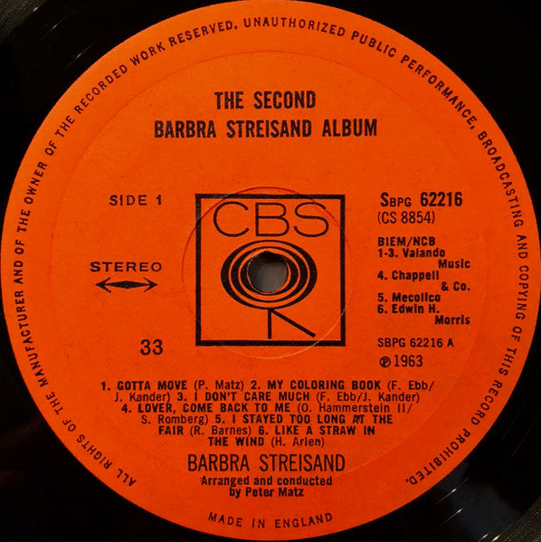 Barbra Streisand - The Second Barbra Streisand Album (LP) - Discogs image 3