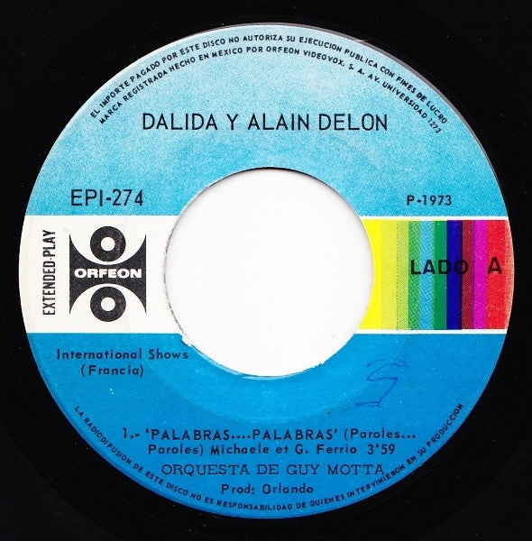 Dalida Y Alain Delon - Palabras... Palabras... (Paroles... Paroles...) (7") - Discogs image 3
