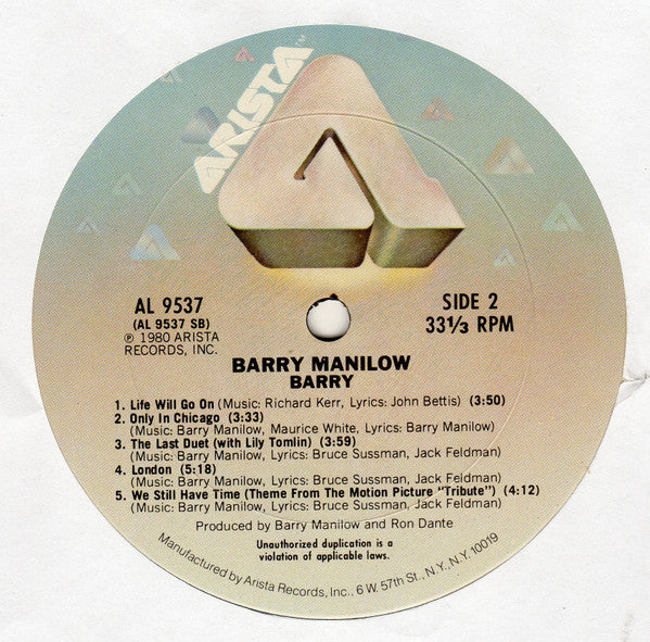 Barry Manilow - Barry (LP) - Discogs image 4