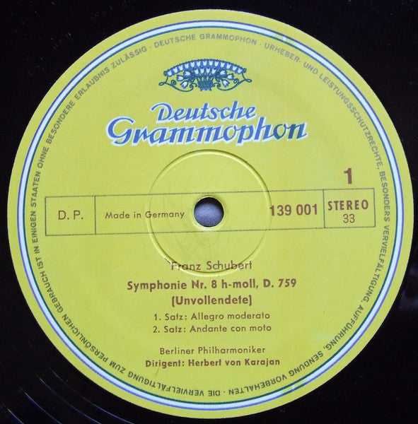 Franz Schubert / Ludwig van Beethoven : Berliner Philharmoniker · Herbert von Karajan - Symphonie Nr. 8 »Unvollendete« / Fidelio · Leonore III · Coriolan (Ouvertüren) (LP) - Discogs image 3