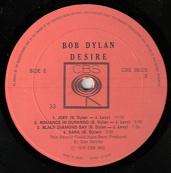 Bob Dylan - Desire (LP) - Discogs image 4