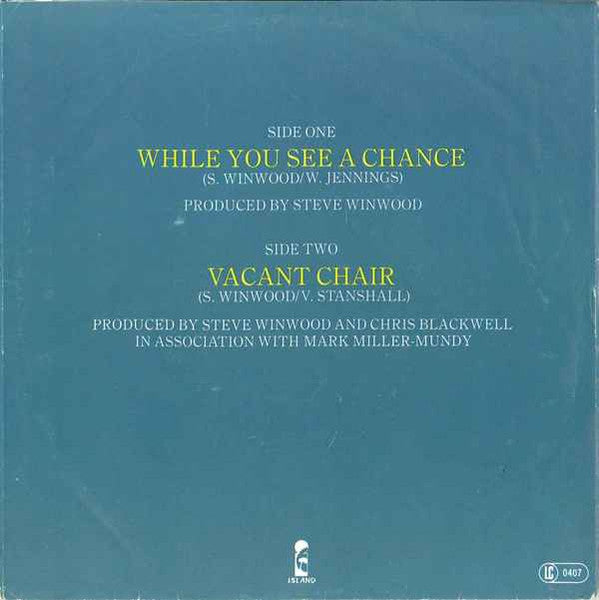Steve Winwood - While You See A Chance (7") - Discogs image 2