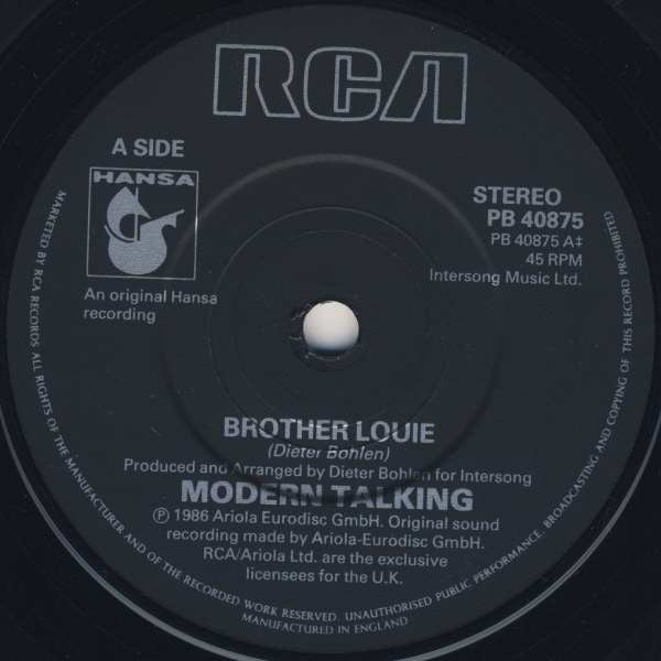 Modern Talking - Brother Louie (7") - Discogs image 3
