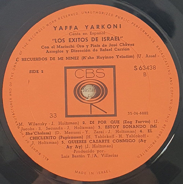 Yaffa Yarkoni - Los Exitos De Israel (LP) - Discogs image 4