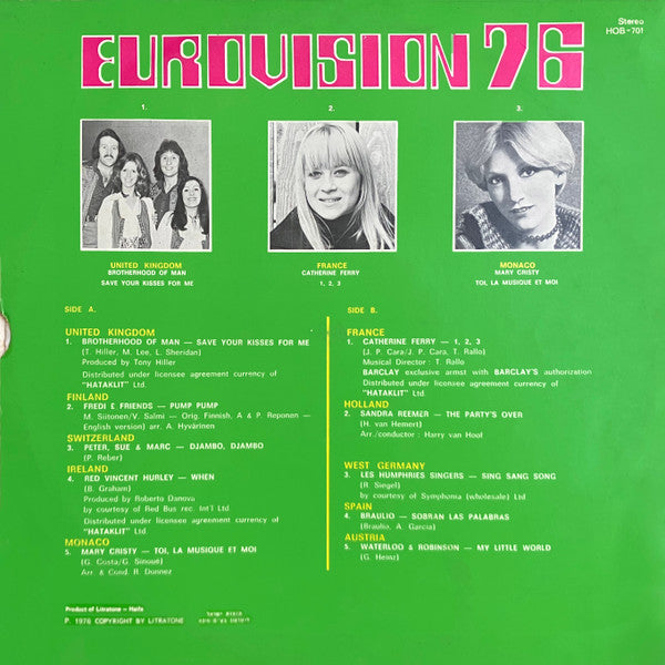 Various - Eurovision 76 (LP) - Discogs image 2