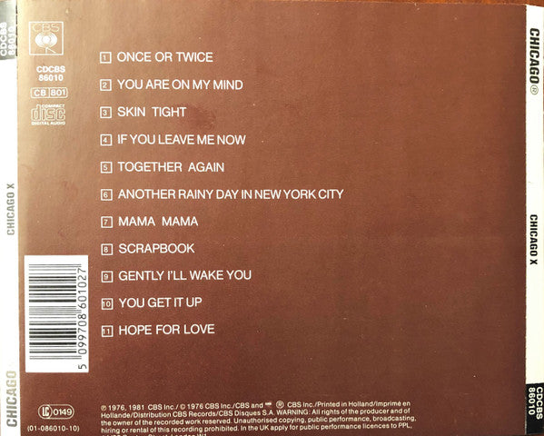 Chicago (2) - Chicago X (CD) - Discogs image 2