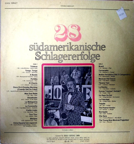 Jo Ment & His Orchestra - 28 Südamerikanische Schlagererfolge (LP) - Discogs image 2